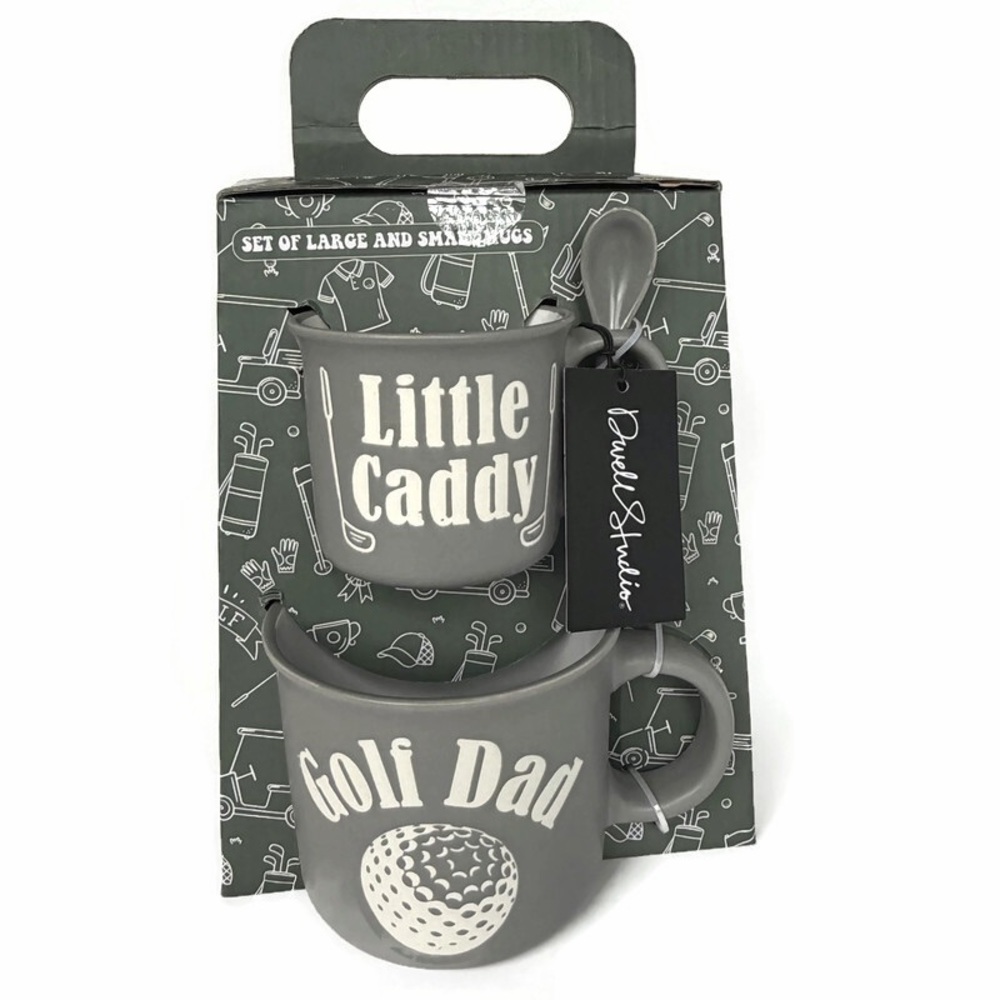 Golf Dad and Little Caddy 2 Piece Matching Ceramic Mug Set
